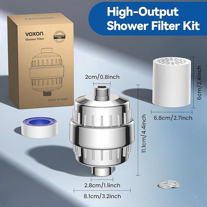 VOXON 36-Stage Shower Filter, 99.99% Removal for Chlorine, Fluoride, Heavy Metals, Shower Head Filter for Hard Water Reduces Dry Itchy Skin Dandruff Eczema Improves Skin Hair