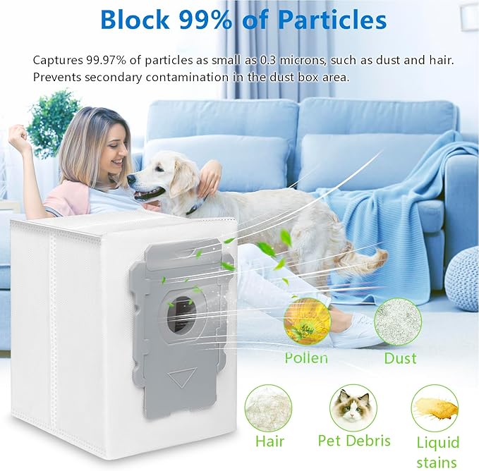 26 Replacement Parts for iRobot Roomba i7 i7+ i3 i3+ i4 i4+ i5 i5+ i6 i6+ i8 i8+ E5 E6 E7 Robot Vacuum Accessories, 2 Rubber Roller 8 Filters 8 Side Brushes 8 Vacuum Bags（NOT Fit the Combo J7+）