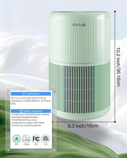 2 Pack Air Purifier for Home Bedroom with H13 True HEPA Filter for Smoke, Smokers, Dust, Odors, Pollen, Pet Dander | Quiet 99.9% Removal to 0.1 Microns | Green Available for California