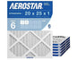 Aerostar 20x25x1 MERV 6 Pleated Air Filter, AC Furnace Air Filter, 6 Pack (Actual Size: 19 3/4"x24 3/4"x3/4")