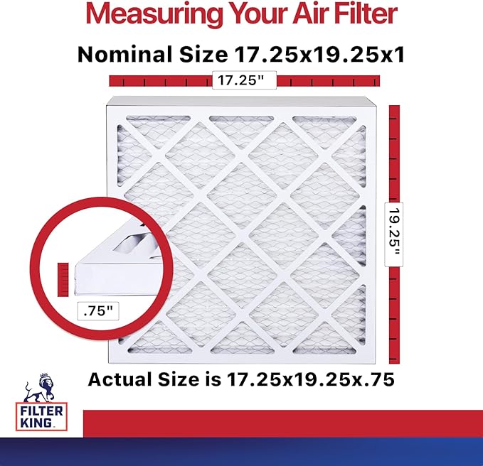 Filter King 17.25x19.25x1 Air Filter | 6-PACK | MERV 11 HVAC Pleated A/C Furnace Filters | MADE IN USA | Actual Size: 17.25 x 19.25 x .75"