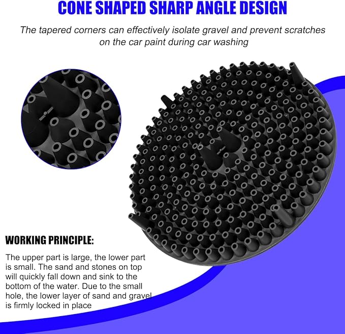 2PCS Car Wash Bucket Grit Trap Insert, 10.2" Vehicle Detailing Washing Filters for Dirt & Debris Trapping, Auto Collecting Sediment Cleaning Tool, Universal for SUV Sedan Truck (Black)