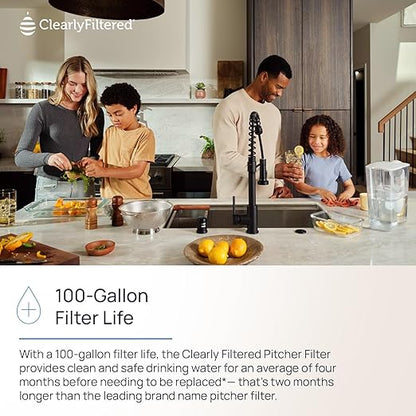 Clearly Filtered No.1 Filtered Water Pitcher/Updated Model/Targets 365+ Contaminants e.g. Fluoride Chlorine PFAS Microplastics Lead Arsenic BPA/BPS Free (Pitcher + 3 Filter Packs)