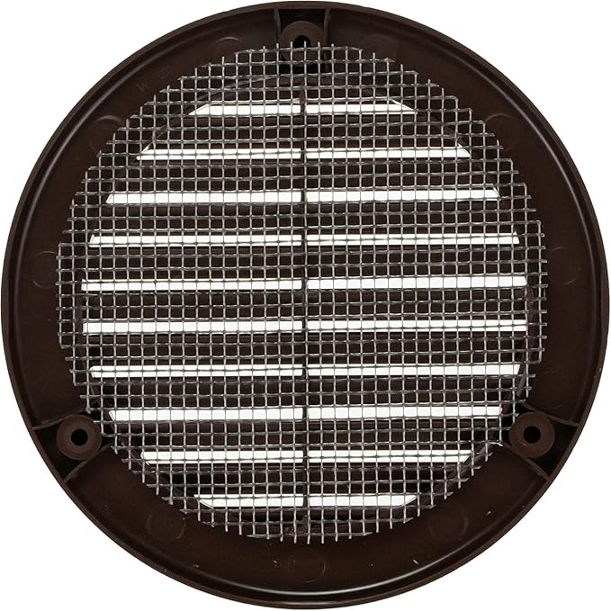Vent Systems 4" Inch (Opening Dimensions) - Pack of 2 - Brown Soffit Vent Cover - Plastic Round Air Vent Grille - Built-in Mesh Screen - HVAC Register Louver for Bathroom, Home, Kitchen
