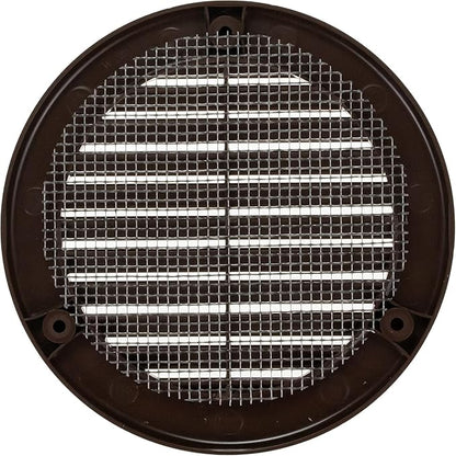 Vent Systems 4" Inch (Opening Dimensions) - Pack of 2 - Brown Soffit Vent Cover - Plastic Round Air Vent Grille - Built-in Mesh Screen - HVAC Register Louver for Bathroom, Home, Kitchen