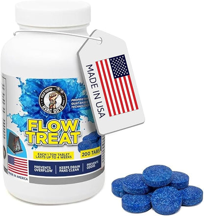 HVAC GUYS – Flow Treat Tabs - 2400 Tablets | AC Drain Line Cleaner | Prevents Odors, Keeps HVAC Drain Pan Clean, Prevents Overflow | One Tablet Lasts up to 4 Weeks