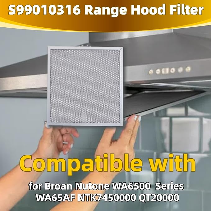 99010316 Range Hood Grease Filter - 11 1/4" x 11 3/4" Kitchen Mesh Hood Vent Filter, Replaceable Range Hood Filter for WA65AF, NTK7450000, 990721400, 990721400A (2 Pack)
