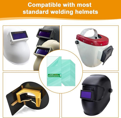 100PCS Welding Helmet Replacement Lens, 2"x4.25" Clear Anti-Scratch Polycarbonate Lens for Arc/MIG/TIG Welding, Fits Most Standard Welding Helmets