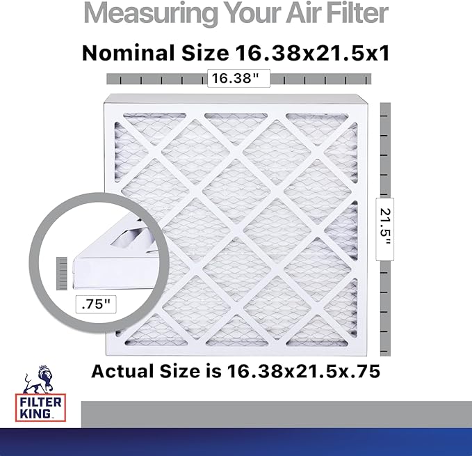 Filter King 16.38x21.5x1 Air Filter | 4-PACK | Carbon MERV 8 HVAC Pleated A/C Furnace Filters | MADE IN USA | Actual Size: 16.38 x 21.5 x .75"