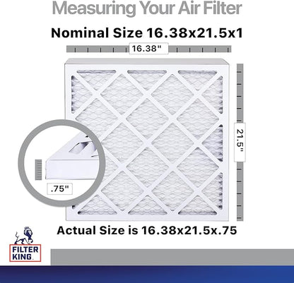 Filter King 16.38x21.5x1 Air Filter | 4-PACK | Carbon MERV 8 HVAC Pleated A/C Furnace Filters | MADE IN USA | Actual Size: 16.38 x 21.5 x .75"