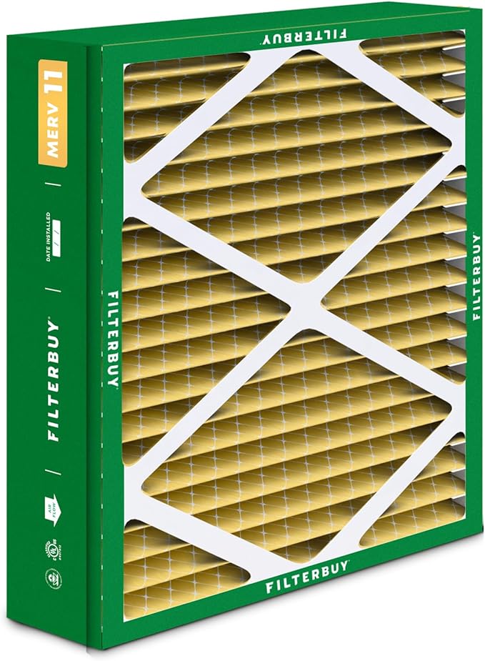 Filterbuy 21x23.5x5 Air Filter MERV 11 Superior Pet & Allergy Defense (2-Pack), Pleated HVAC AC Furnace Filters for Trane Perfect Fit & American Standard (Actual Size: 20.00 x 23.09 x 4.97)