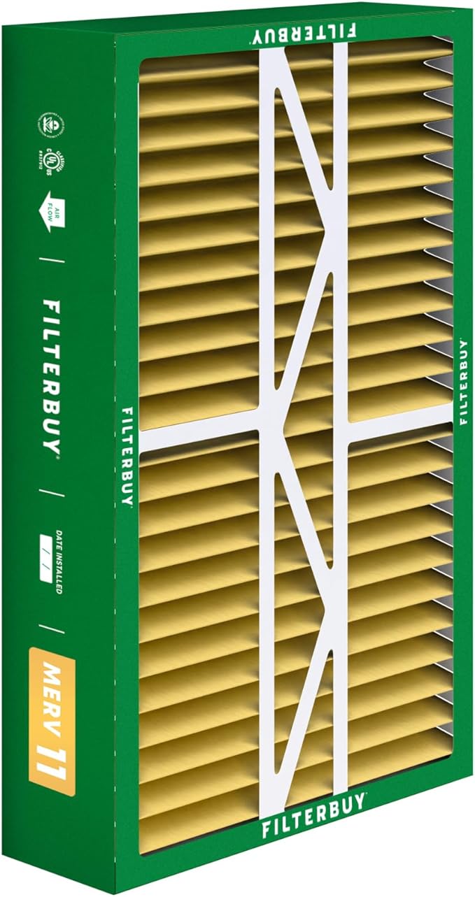 Filterbuy 16x25x5 Air Filter MERV 11 Superior Pet & Allergy Defense (3-Pack), Pleated HVAC AC Furnace Filters for Amana, Coleman, Goodman, Maytag, York, and More (Actual Size: 15.38 x 25.50 x 5.25)