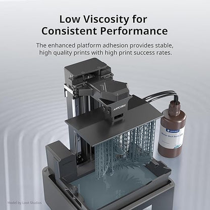ANYCUBIC Water Washable 3D Printer Resin 2.0, 405nm High Precision 3D Resin, Low Shrinkage Photopolymer Resin for 4K/8K/12K Capable LCD DLP Resin 3D Printer Printing (HD Grey, 1000g)
