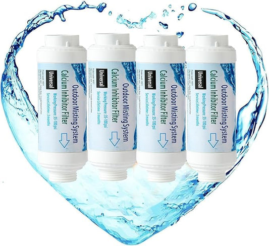 H&G lifestyles Calcium Inhibitor Filter for Misting System, Inline Garden Hose Water Softener, Reduce Hard Water Spots, Soften Water 3/4 GHT (Pack of 4)