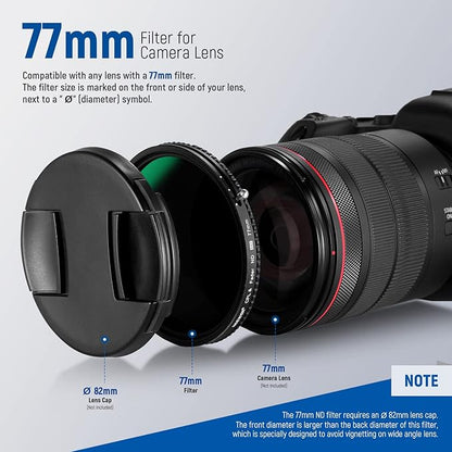 NEEWER 2 in 1 77mm Variable ND Filter ND2–ND32&CPL Filter(Circular Polarizer Filter) No X Cross/30 Layer Nano Coated/HD Optical Glass/Ultra Slim Aluminum Alloy Frame/Water Repellent/Scratch Resistant