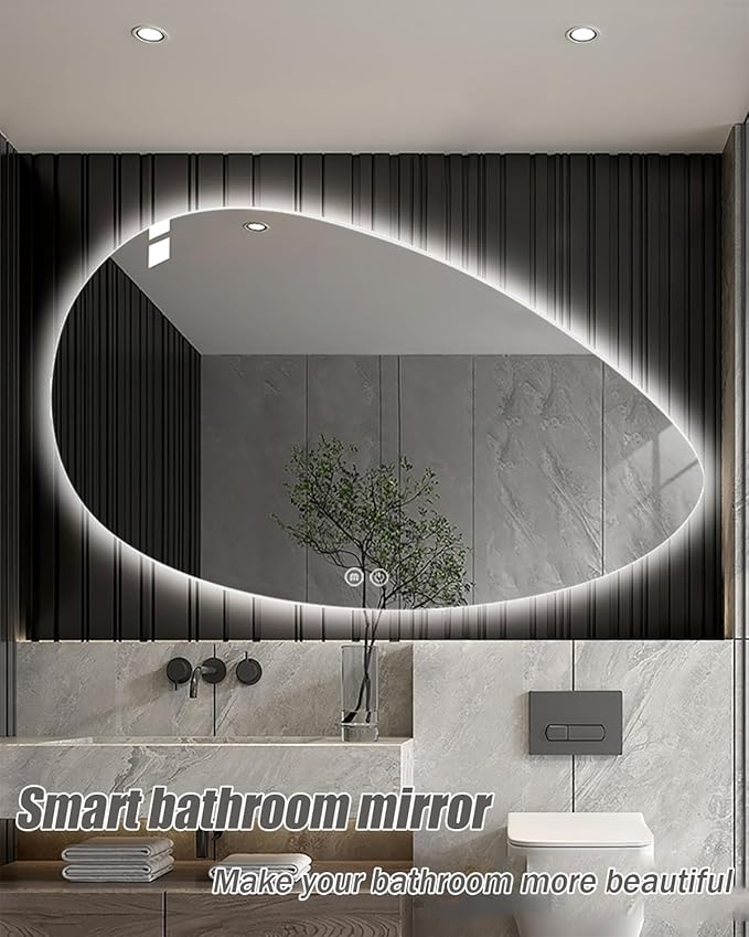 JSLJDM 500X500 mm Illuminated Backlit LED Bathroom Mirror, Wall Mounted Multifunction Bathroom Vanity Mirror with Lights and Demister Pad, Energy-Saving Illuminated Smart Mirror