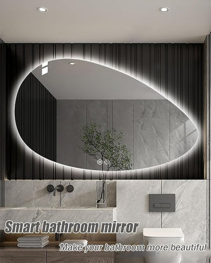JSLJDM 500X500 mm Illuminated Backlit LED Bathroom Mirror, Wall Mounted Multifunction Bathroom Vanity Mirror with Lights and Demister Pad, Energy-Saving Illuminated Smart Mirror