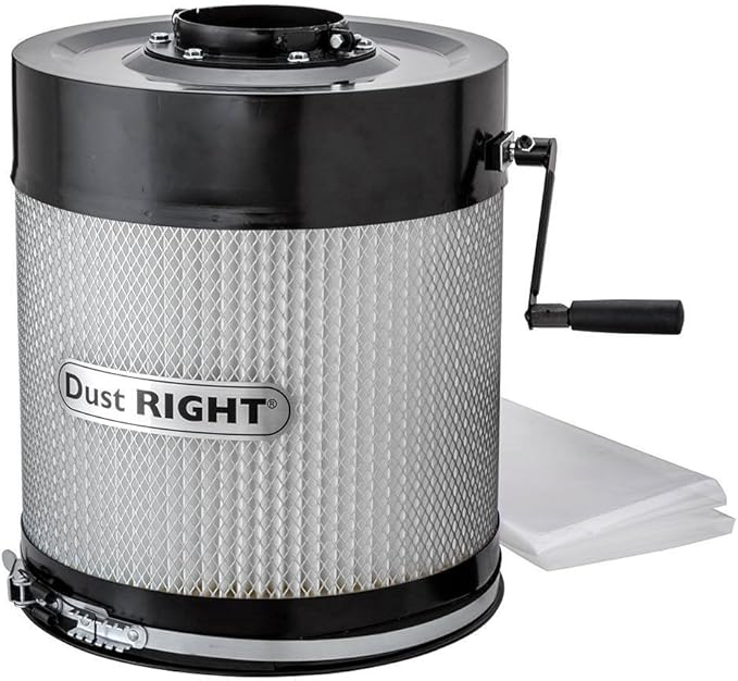 Dust Right 650 CFM Wall Mount Dust Collector 1 Micron – Canister Filter for Portable Dust Collection System – Remote Control Small Dust Collector Shop – Includes Mounting Bracket & Plastic Dust Bag