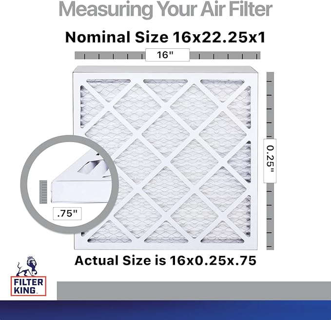 Filter King 16x22.25x1 Air Filter | 4-PACK | Carbon MERV 8 HVAC Pleated A/C Furnace Filters | MADE IN USA | Actual Size: 16 x 22.25 x .75"