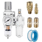 NANPU 1/4" NPT Compressed Air Filter Regulator Lubricator Combo, Water/Oil Trap Separator - Gauge(0-150 psi), Poly Bowl, Semi-Auto Drain, Bracket