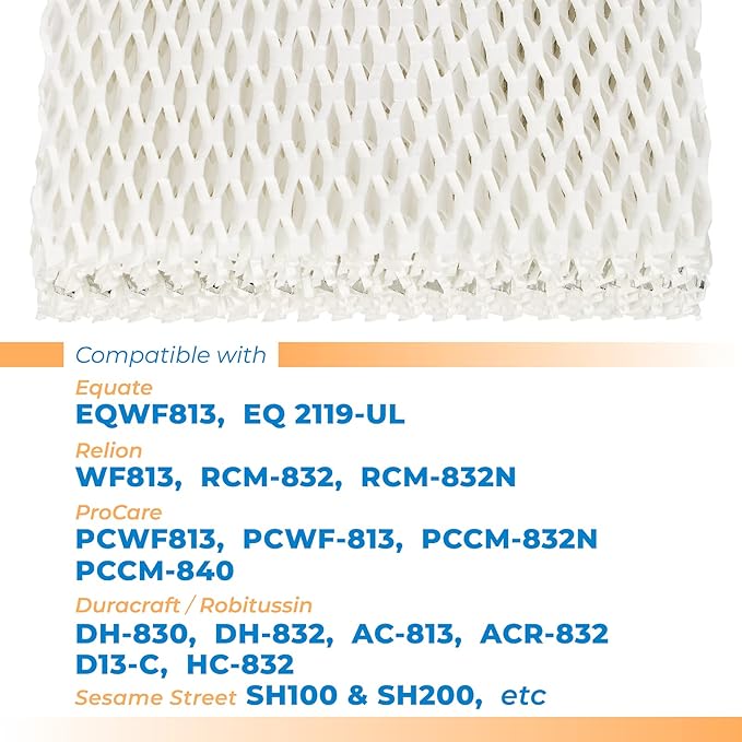 ANTOBLE 2 Pack WF813 Humidifier Filter Replacement for ReliOn RCM-832 RCM-832N, ProCare PCWF813 PCWF-813 PCCM-840 PCCM-832N, Equate EQWF813 EQ 2119-UL Cool Mist Humidifier Filters