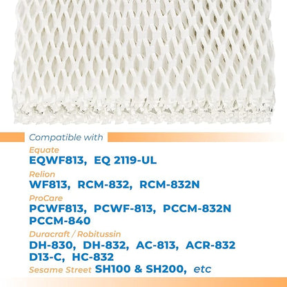 ANTOBLE 2 Pack WF813 Humidifier Filter Replacement for ReliOn RCM-832 RCM-832N, ProCare PCWF813 PCWF-813 PCCM-840 PCCM-832N, Equate EQWF813 EQ 2119-UL Cool Mist Humidifier Filters