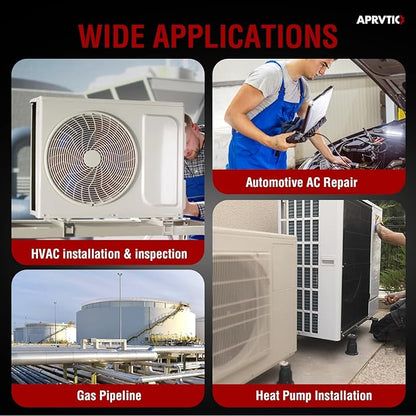 HVAC Refrigerant Leak Detector, Aprvtio ALD-200 PRO Rechargeable Freon Leak Detector Combustible Gas Leak Detector 2.6' Large Screen, Freon Sniffer Visual and Audible Alarm for R134a A2L R454B