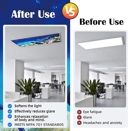 Fluorescent Light Covers - Classroom Covers for Ceiling Lights, 1 PCS 4 x 2 Feet Magnetic Light Filters, Classroom, Office Decor (Underwater World)