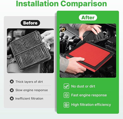 Engine+Cabin Air Filters Fit for Avalon 19-22, Camry 18-22, Highlander 20-26, RAV4 19-25, ES350 19-25 (Not Fit Hybrid) Engine Air Filter Replace Cabin Air Filter Accessories# CA12377 CF12157