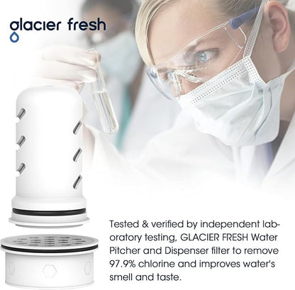 GLACIER FRESH Water Pitcher Filter Replacement for LS Home Dispenser and Pitcher Systems, Reduces Chlorine Taste and Odor, 1 Membrane Micro Filter and 1 Activated Carbon + Ion Exchange Filter