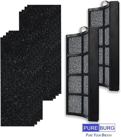 PUREBURG Replacement Filter Set Compatible with Hunter HPF500 Tower Air Purifier HP500FBLS HP500FGRS HP500FWHS, 2-Pack H13 HEPA + 8 Activated Carbon Pre-Filters