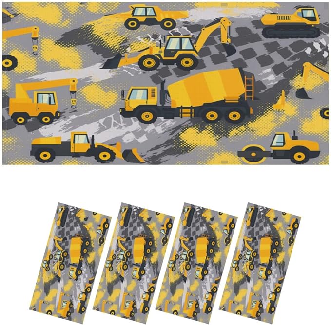 4 Pcs Fluorescent Light Covers for Ceiling Lights Yellow Construction Vehicles Excavators Cranes Trucks Gray Decorative Magnets Light Filters for Office Home Classroom Must Haves 4’ x 2’