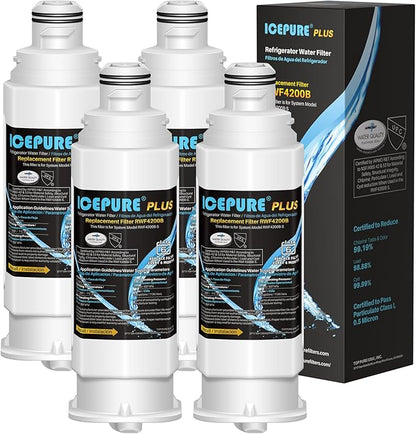 ICEPURE PLUS NSF53 DA97-17376B Replacement for HAF-QIN/EXP, HAF-QIN, DA97-08006C, RF23M8070SG, RF23M8070SR, RF23M8090SG, RF23M8090SR, AQF-DA97-17376B Refrigerator Water Filter, 4PACK