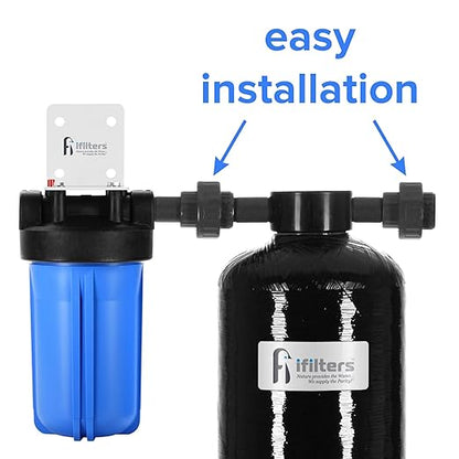 iFilters Whole House Water Filter System – 2 Stage Home Water Filtration for Sediment, Chlorine, VOCs, Iron – 1M Gallon Capacity – 1" Ports – Includes Washable Pre-Filter