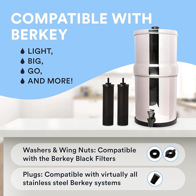 Impresa Gravity-Fed Water Filter Replacement Kit Compatible with Berkey, British Berkefeld Models - Silicone Water Filter Replacement Parts & Leak-Proof Seal