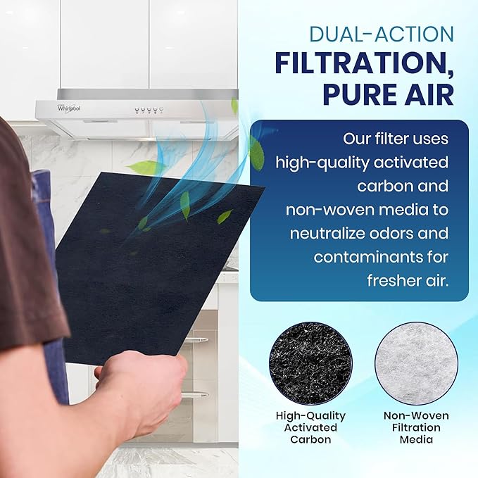 Activated Carbon Filter Media Roll - 20" x 100' x 1/4" Thick, Odor Control, Cut to Size, Filter Range Hood, AC Filter Material, Durable Carbon Filters, Made in USA