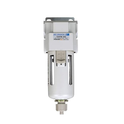 PneumaticPlus SAFM300-N03B Compressed Air Coalescing Filter, 0.1 Micron, 3/8" NPT - Poly Bowl, Manual Drain, Bracket