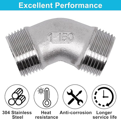 45 Degree Elbow 1PCS, 1" NPT Male X 1" NPT Male 304 Stainless Steel Pipe Fitting, Connector Coupler Apply to Outdoor/Garden/Industrial