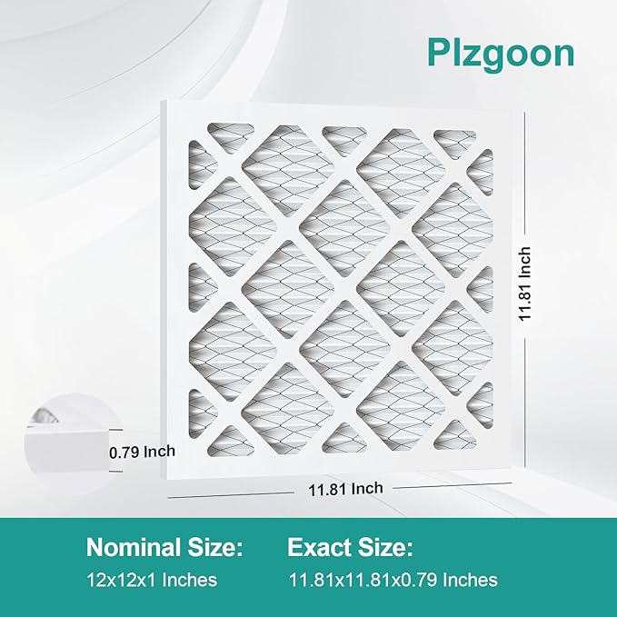 12x12x1 Air Filter MERV 8 (6 pack) MPR 600 Pleated AC Furnace Filters Replacement Compatible with Air Conditioner AC HVAC Furnace (Exact Dimensions: 11.81"L x 11.81"W x 0.79"Th)