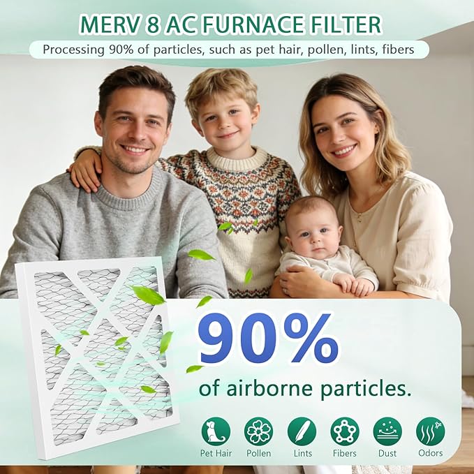 2 Pack Updated 6x6x1Air Filter, pertain Merv 8 HVAC Pleated A/C Furnace Filters (Actual Size: 5.75.5x5.75.5x0.75)