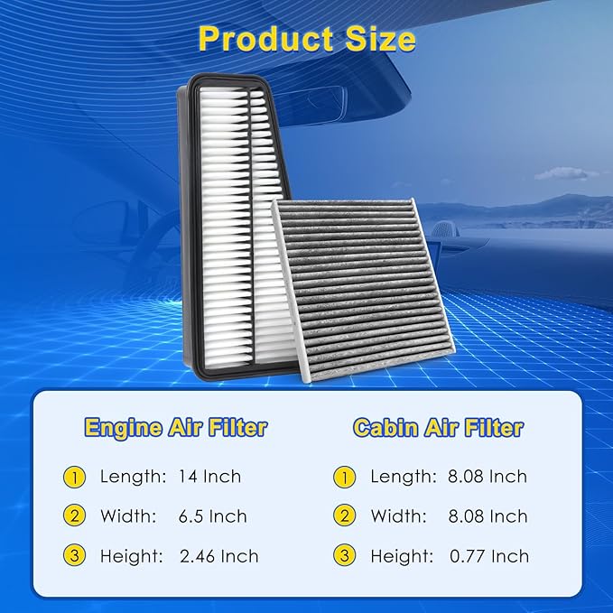 Cabin & Engine Air Filter Kit for 2005-2015 Tacoma 4.0L(Gas)
