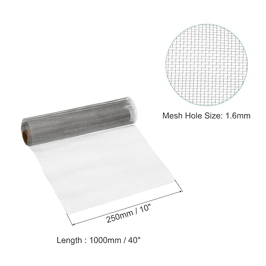 PATIKIL 40" L x 10" W Woven Wire Mesh, 14 Mesh 316L Stainless Steel Air Vent Filter Screen for Window Security Vent Cover Filtration Animals Fence