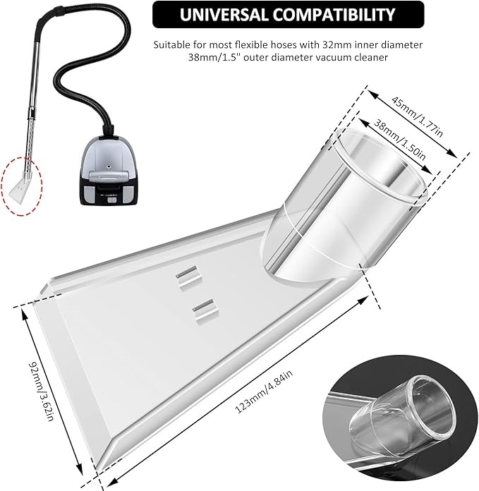2Pcs Carpet Vac Extractor Attachment Tool, Portable Vacuum Cleaner Brush Head Extraction Nozzle, Shatter Proof Sofa Carpet Cleaning Nozzle, Transparent Vacuum Cleaner Parts for Cars Carpets Mobiles
