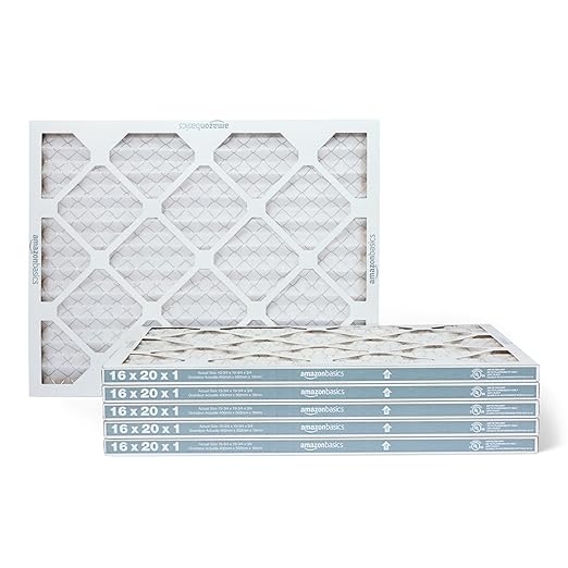 Amazon Basics MERV 5 AC Furnace Air Filter, Cardboard, 16x20x1 Inches, Pack of 6 (Actual Size: 15.75" x 19.75" x 0.75")