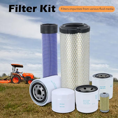 Maintenance Service Filter Kit Compatible with Kubota L3301 HST & L3901 HST with D1803 Engine Replaces# TC620-93230 HH164-32430 TC422-82620 1J800-43170 1G311-43380 HHK70-14070