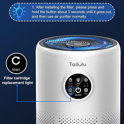 Tailulu D10 Replacement Filter, Air Purifier Filter for Tailulu D10 Air Purifier, 3-in-1 H13 Grade True Replacement Filte 1 Pack with Extra 6 Pieces Aroma Pads