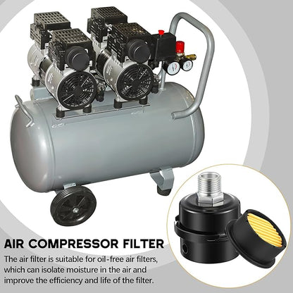 4 Pack Air Compressor Silencer, 1/2'' Air Compressor Intake Filter Silencer and 20mm Filter Noise Muffler Replacement Parts