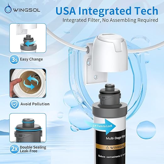 Water Filter for Sink Faucet，with Anti-Clogged Tech, NSF/ANSI 42 & 53 Certified to Reduce PFAS, Chlorine, Lead, Sediment, Bad Taste, Easy Direct Connect Installation,Water Filter for Sink