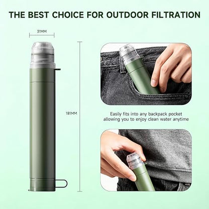 4 Pack Water Filter Straw, Portable Personal Water Filtration System, Compact Multi-Layer Filtration for Camping, Hiking, Travel, Biking, Survival, and Emergencies (Green)
