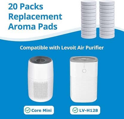 iSingo 20 Pack Core Mini Aroma Pads Replacement for LEVOIT LV-H128 Essential Oil Replacement Aromatherapy Refill Pads Compatible with LEVOIT Core Mini & LV-H128 Air Purifier, White